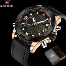 Load image into Gallery viewer, NAVIFORCE Leather Quartz Watch Men&#39;s Sport Wristwatch - Shoppin Daily
