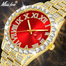 Load image into Gallery viewer, MISSFOX  2643Re Men&#39;s Watches Modern Diamond Waterproof Red Watch Men Top Brand Luxury 18k Gold Man Watch Analog Quartz Watch Men - Shoppin Daily
