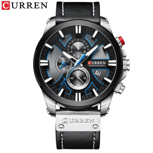 CURREN Watch Chronograph Sport Mens Watches Quartz Clock Leather Male Wristwatch Relogio Masculino Fashion Gift for Men - Shoppin Daily