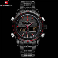 Load image into Gallery viewer, NAVIFORCE Stainless Steel Quartz Watch Men Digital LED Sports Wristwatch - Shoppin Daily
