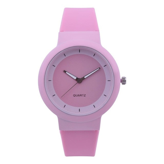 Woman Fashion Silicone Band Analog Quartz Round Wrist Watch Watches Rhinestone quartz watch relogio feminino the women wrist A40 - Shoppin Daily