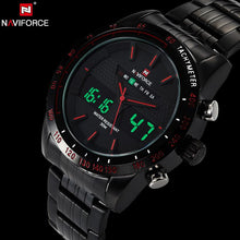 Load image into Gallery viewer, NAVIFORCE Stainless Steel Quartz Watch Men Digital LED Sports Wristwatch - Shoppin Daily
