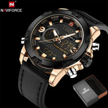 Load image into Gallery viewer, NAVIFORCE Leather Quartz Watch Men&#39;s Sport Wristwatch - Shoppin Daily
