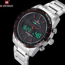 Load image into Gallery viewer, NAVIFORCE Stainless Steel Quartz Watch Men Digital LED Sports Wristwatch - Shoppin Daily
