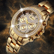 Load image into Gallery viewer, MISSFOX 1846  Women Watches Luxury Watch Women Fashion Fake Chronograph Roman Numerals 18K Gold Ladies Watches Quartz Wristwatch - Shoppin Daily
