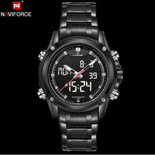 Load image into Gallery viewer, NAVIFORCE Men&#39;s LED Digital Stainless Steel Quartz Watch - Shoppin Daily
