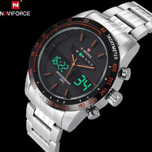 Load image into Gallery viewer, NAVIFORCE Stainless Steel Quartz Watch Men Digital LED Sports Wristwatch - Shoppin Daily
