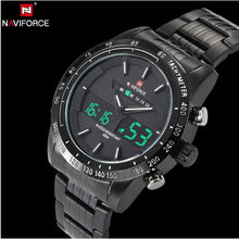 Load image into Gallery viewer, NAVIFORCE Stainless Steel Quartz Watch Men Digital LED Sports Wristwatch - Shoppin Daily
