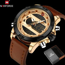 Load image into Gallery viewer, NAVIFORCE Leather Quartz Watch Men&#39;s Sport Wristwatch - Shoppin Daily
