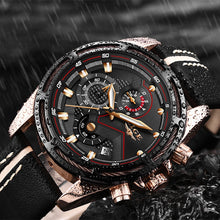 Load image into Gallery viewer, LIGE Watch Men Sport Quartz Clock Leather Mens Watches Top Brand Luxury Gold Waterproof Business Watch - Shoppin Daily
