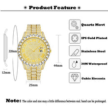 Load image into Gallery viewer, MISSFOX  2643Re Men&#39;s Watches Modern Diamond Waterproof Red Watch Men Top Brand Luxury 18k Gold Man Watch Analog Quartz Watch Men - Shoppin Daily
