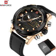 Load image into Gallery viewer, NAVIFORCE Leather Quartz Watch Men&#39;s Sport Wristwatch - Shoppin Daily
