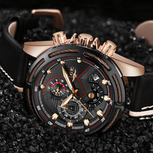 Load image into Gallery viewer, LIGE Watch Men Sport Quartz Clock Leather Mens Watches Top Brand Luxury Gold Waterproof Business Watch - Shoppin Daily
