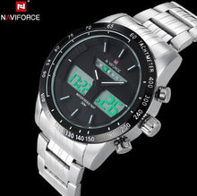 Load image into Gallery viewer, NAVIFORCE Stainless Steel Quartz Watch Men Digital LED Sports Wristwatch - Shoppin Daily
