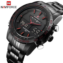 Load image into Gallery viewer, NAVIFORCE Stainless Steel Quartz Watch Men Digital LED Sports Wristwatch - Shoppin Daily
