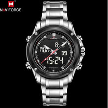 Load image into Gallery viewer, NAVIFORCE Men&#39;s LED Digital Stainless Steel Quartz Watch - Shoppin Daily
