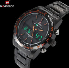 Load image into Gallery viewer, NAVIFORCE Stainless Steel Quartz Watch Men Digital LED Sports Wristwatch - Shoppin Daily
