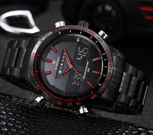 Load image into Gallery viewer, NAVIFORCE Stainless Steel Quartz Watch Men Digital LED Sports Wristwatch - Shoppin Daily
