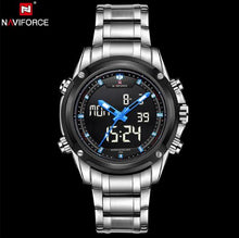 Load image into Gallery viewer, NAVIFORCE Men&#39;s LED Digital Stainless Steel Quartz Watch - Shoppin Daily
