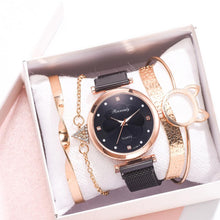 Load image into Gallery viewer, Fashion 5pcs Set Women Watches Luxury Magnet Buckle Flower Rhinestone Watch Ladies Quartz Wrist Watch Bracelet Set Reloj Mujer - Shoppin Daily
