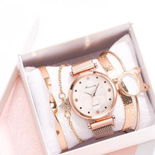 Load image into Gallery viewer, Fashion 5pcs Set Women Watches Luxury Magnet Buckle Flower Rhinestone Watch Ladies Quartz Wrist Watch Bracelet Set Reloj Mujer - Shoppin Daily
